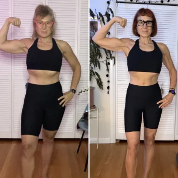 Christine, before and after, flexing